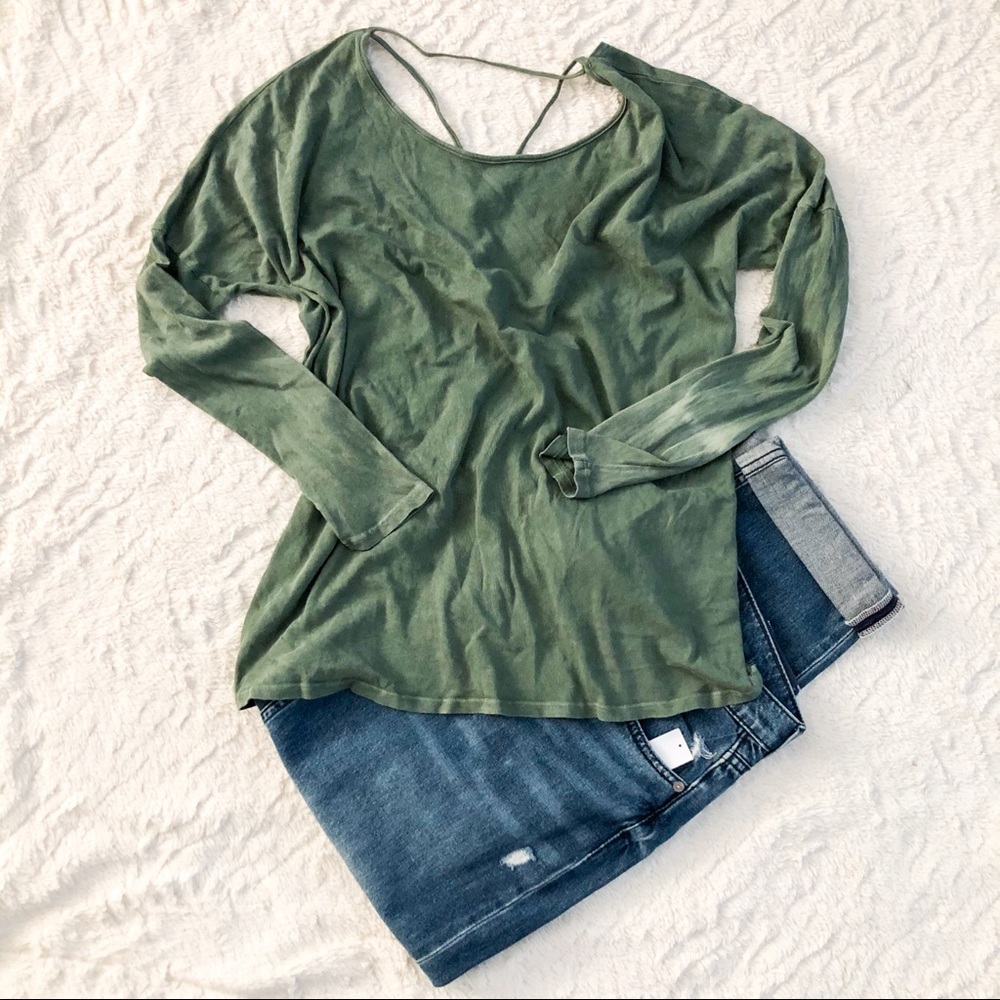 LA Made New With Tags Green Open Back Long Sleeve Shirt Size XS